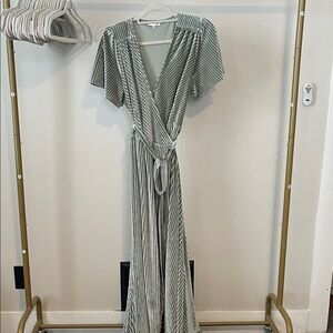 Baltic Born Green Striped Maxi Dress